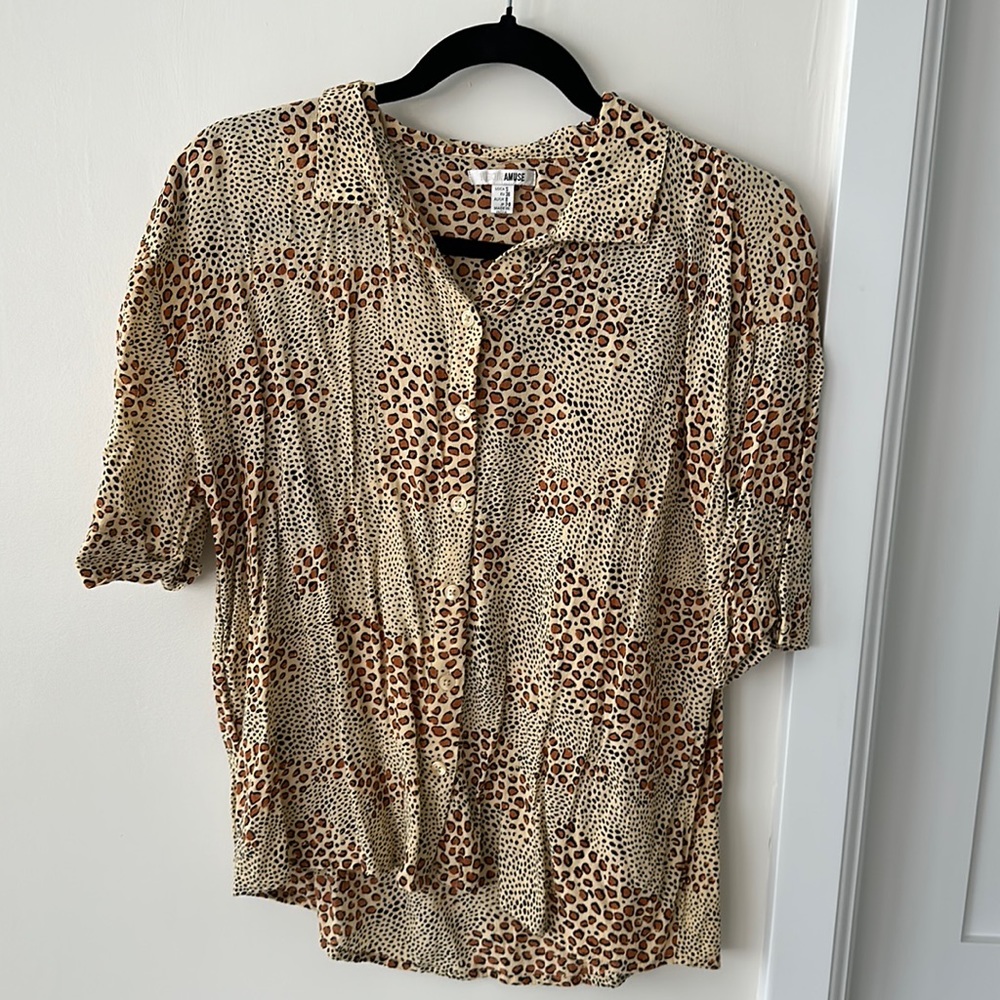 Society Amuse animal print button down. Size small